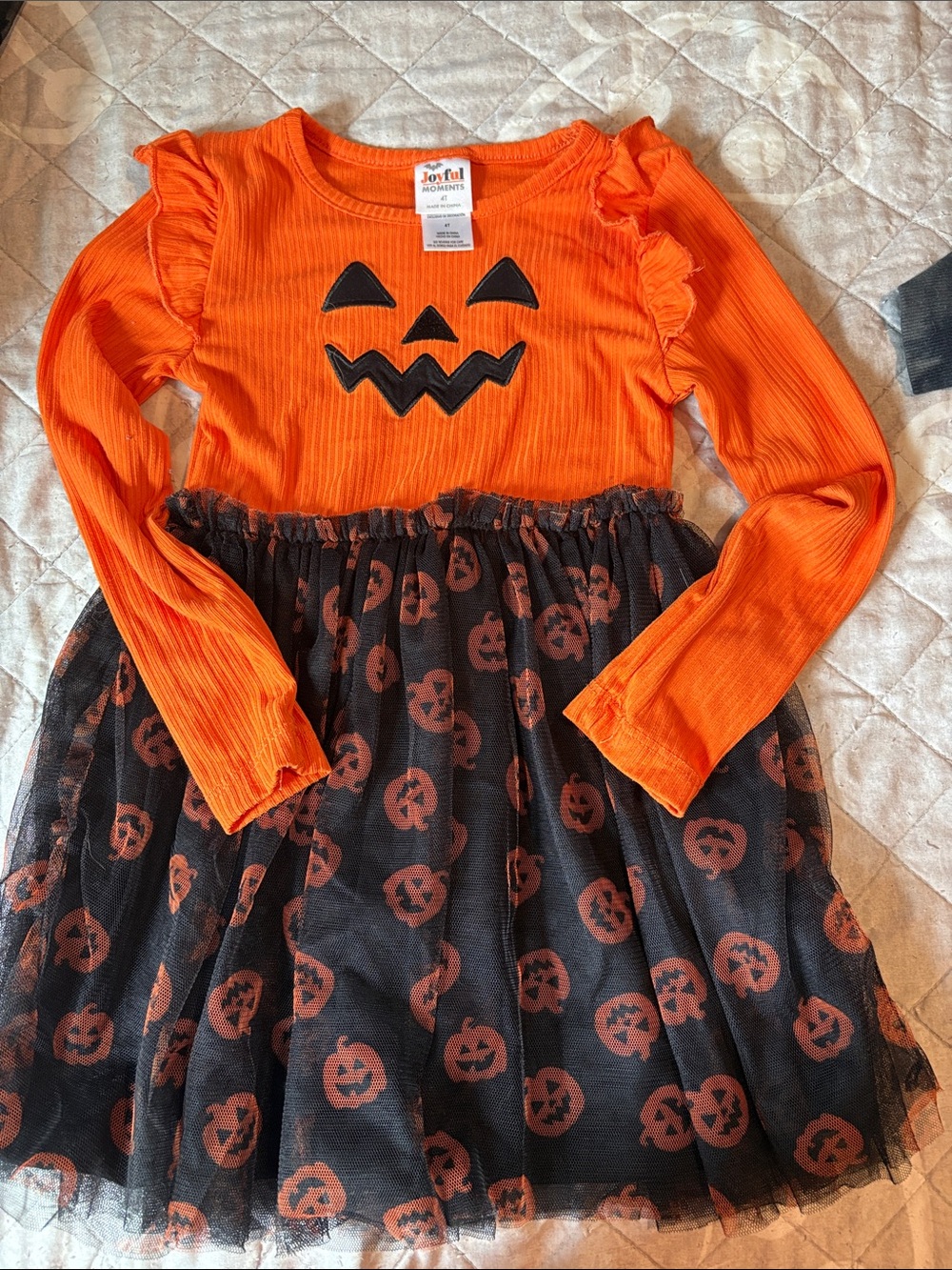 Orange Pumpkin Tulle Dress - Kids Halloween